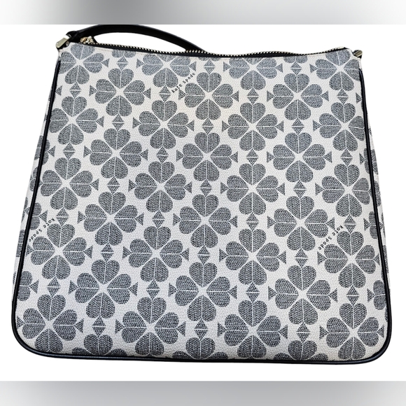 Kate Spade NY Black and White Spade Floral Crossbody Bag, Silver Hardware, New! - Picture 4 of 9